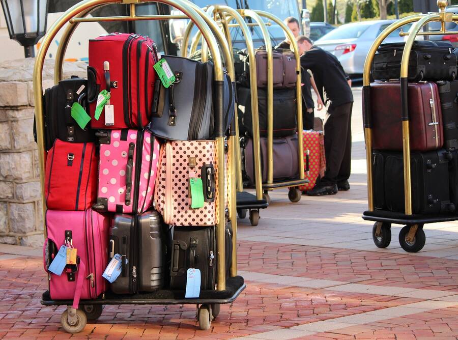 Hotel baggage trolleys, hotel luggage storage