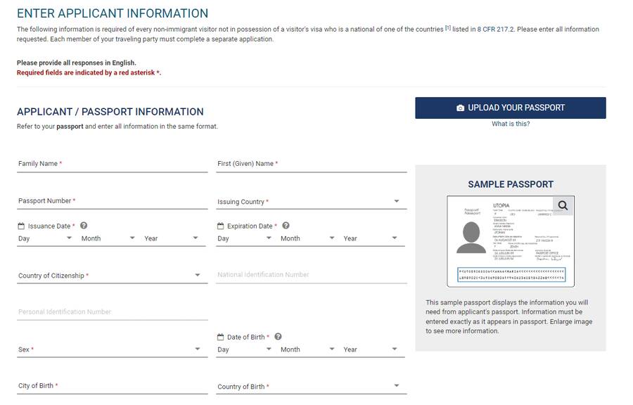 Esta Forms To Enter Usa