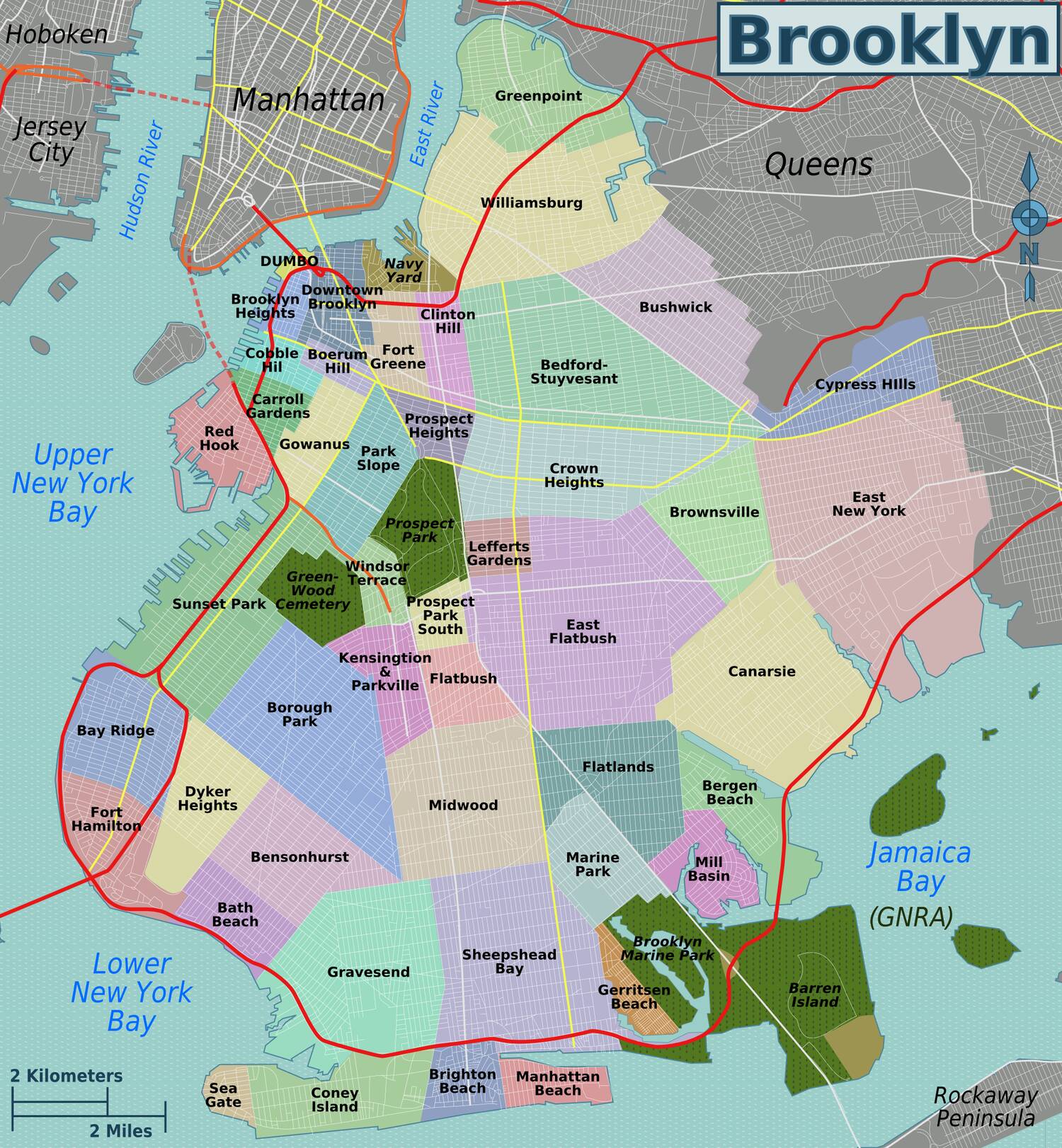 Barrios de Brooklyn mapa