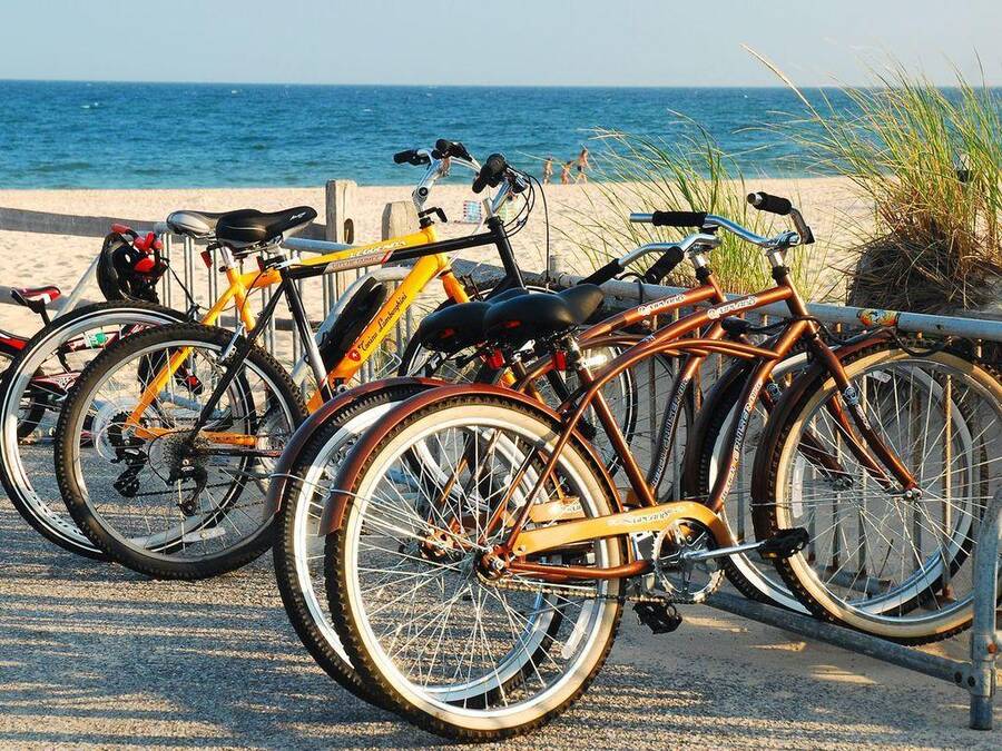 Biking along the beach, best activity in the Hamptons
