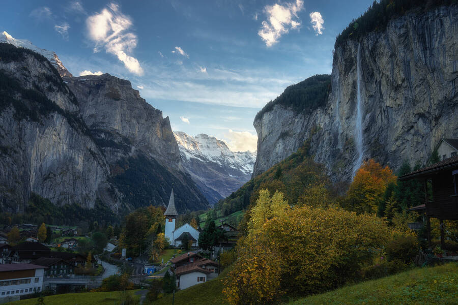 Lauterbrunnen valley with fall colors