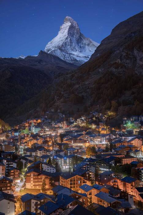 Imposing Matterhorn overwatching the town of Zermatt