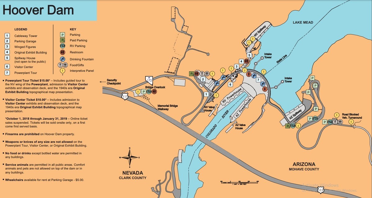 Hoover Dam map, direction to hoover dam