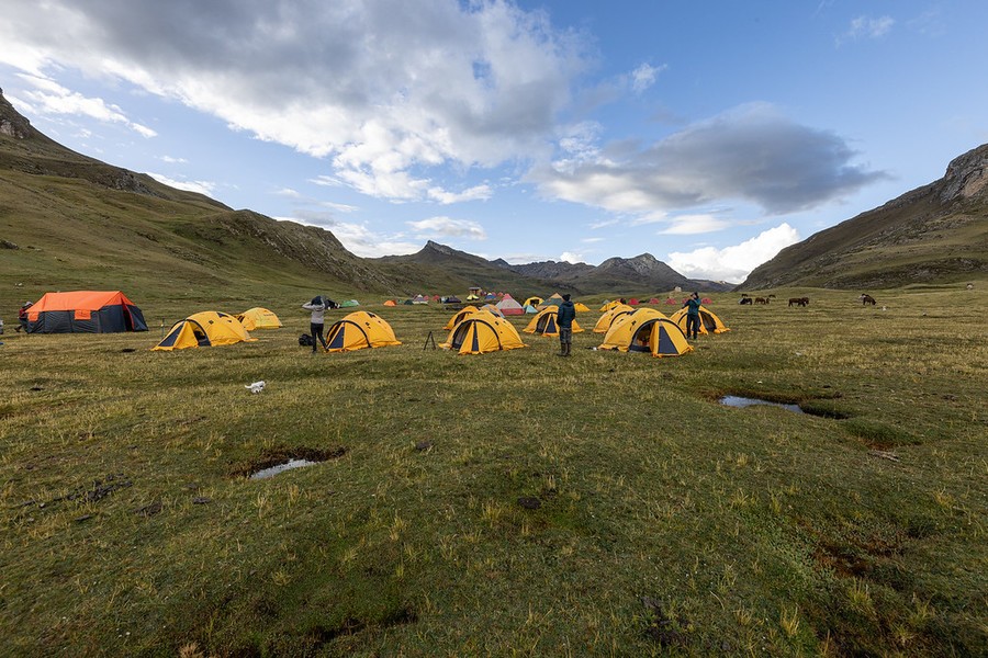 Camp in the Peruvian Andes