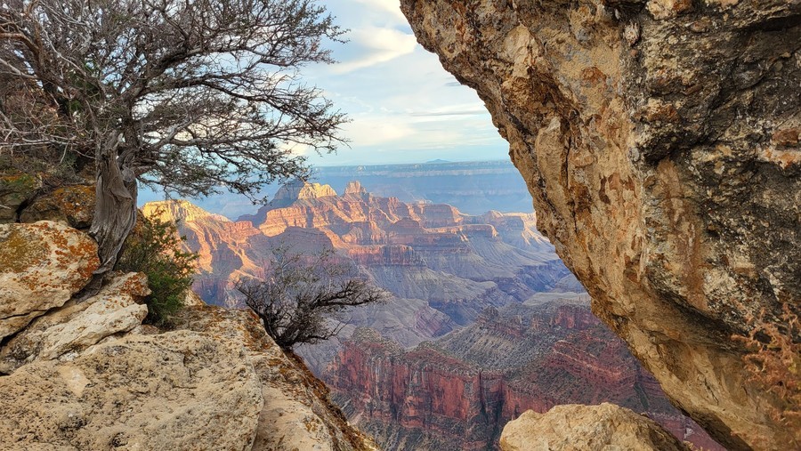 Enjoy the views from Bright Angel Point in Grand Canyon North Rim