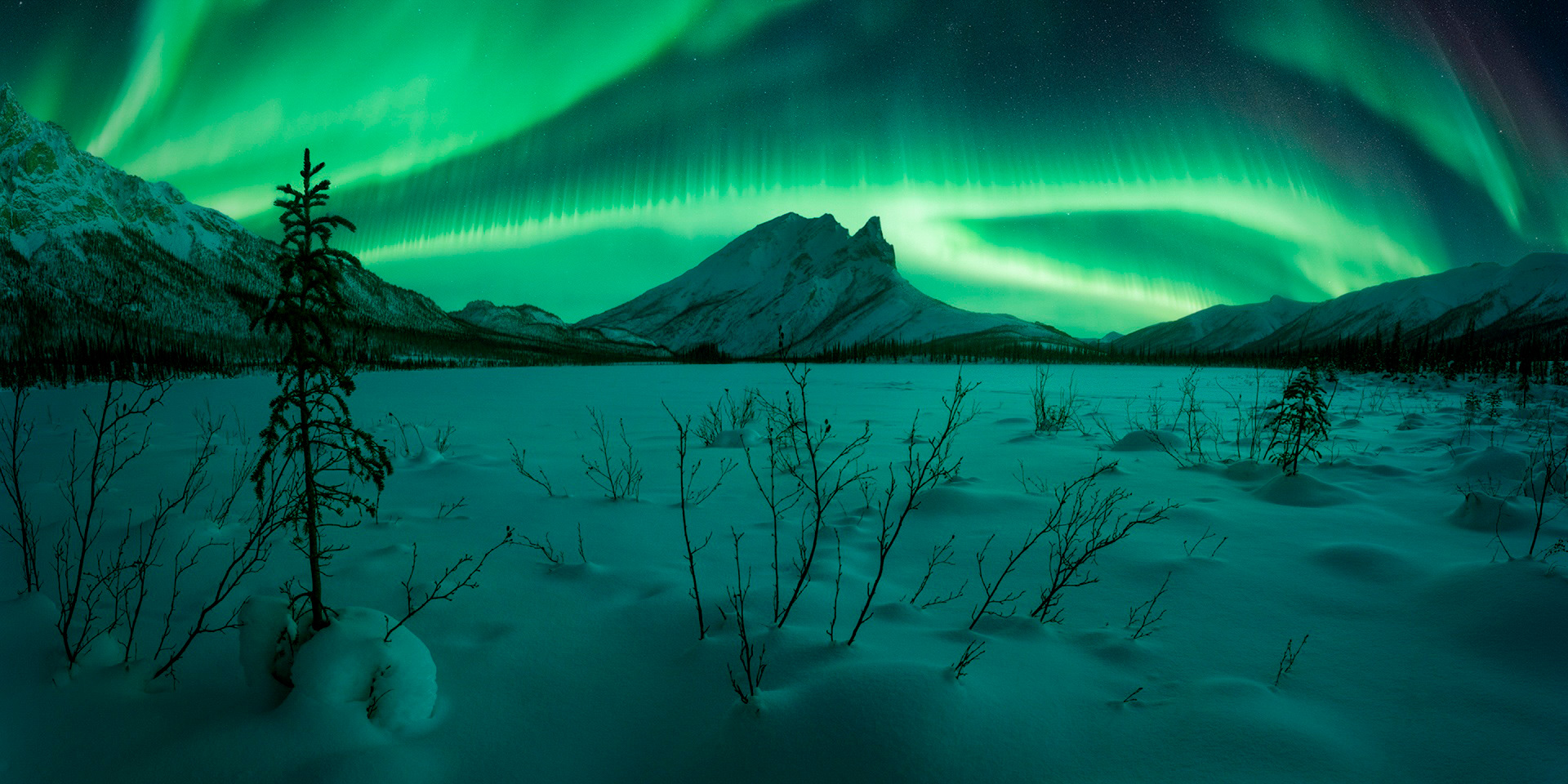 Illustration Northern lights - aurora borealis