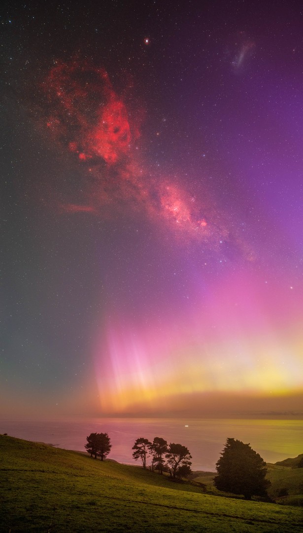 Southern lights and emission nebula