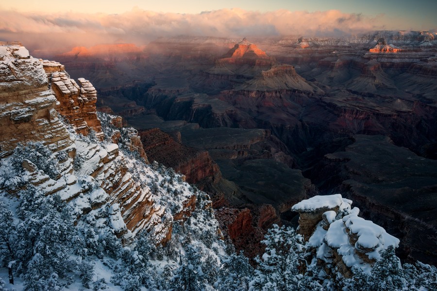 Rim Trail, winter at Grand Canyon National Park