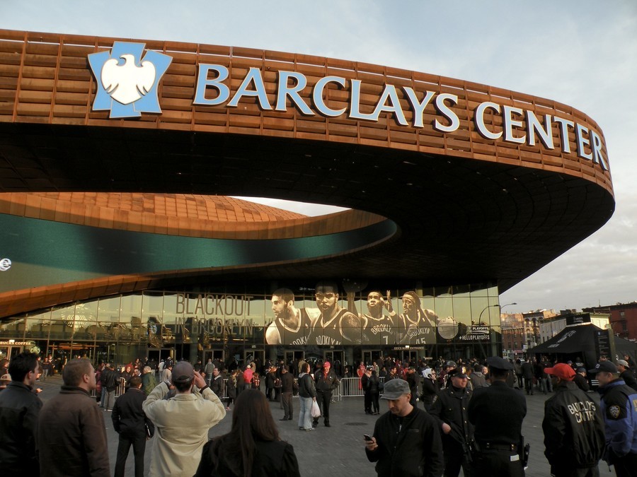 Outside the Barclays Center, brooklyn nets tickets cheap