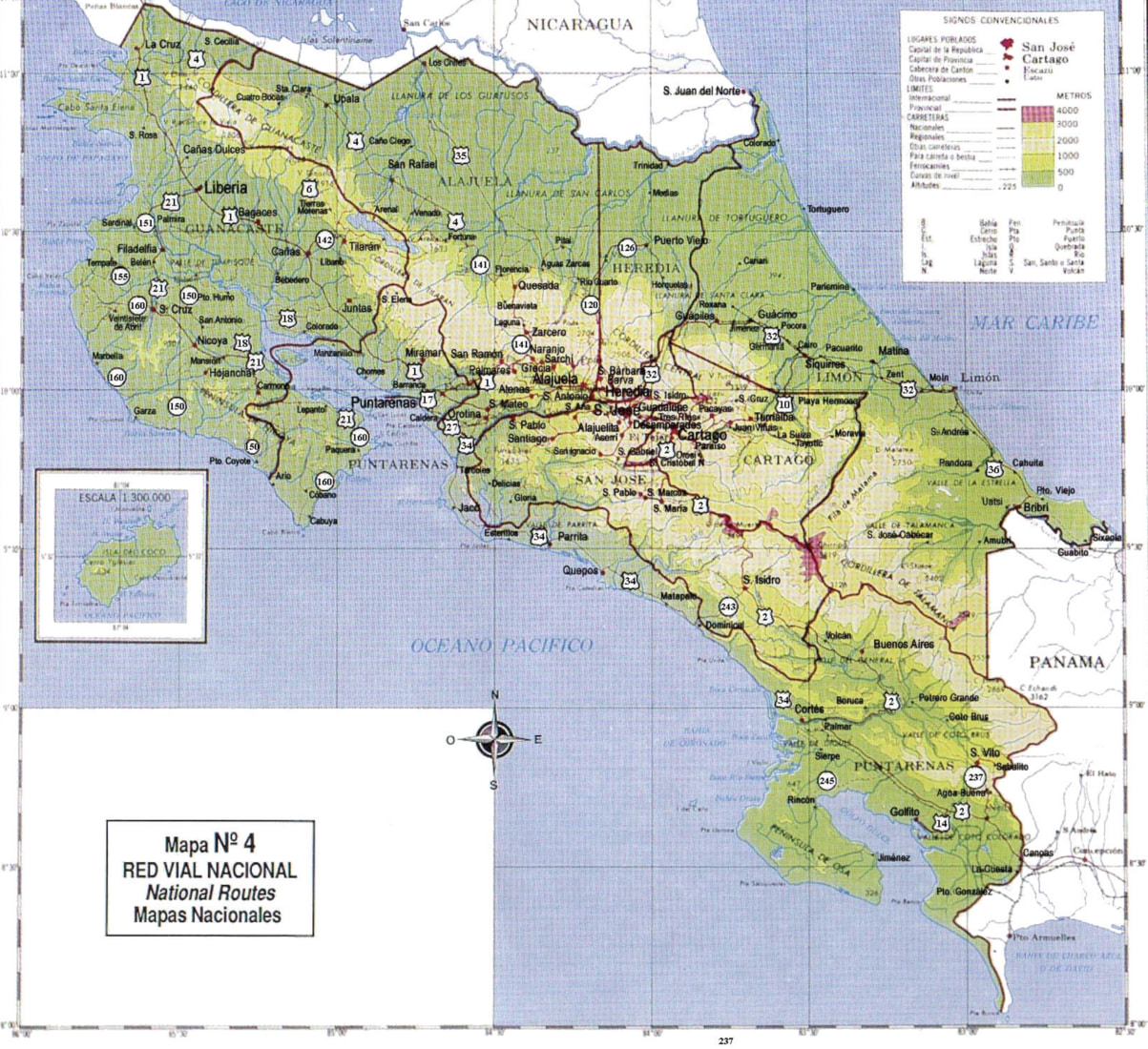 Map of Costa Rica roads for your itinerary