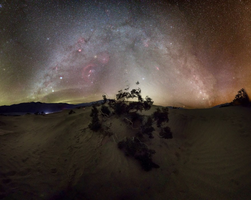 Winter Milky Way arc over sand dunes in Death Valley