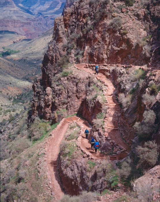 Switchbacks along the Bright Angel Trail in the Grand Canyon