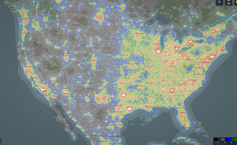 Best places to see the Milky Way Light Pollution map to see the Milky Way