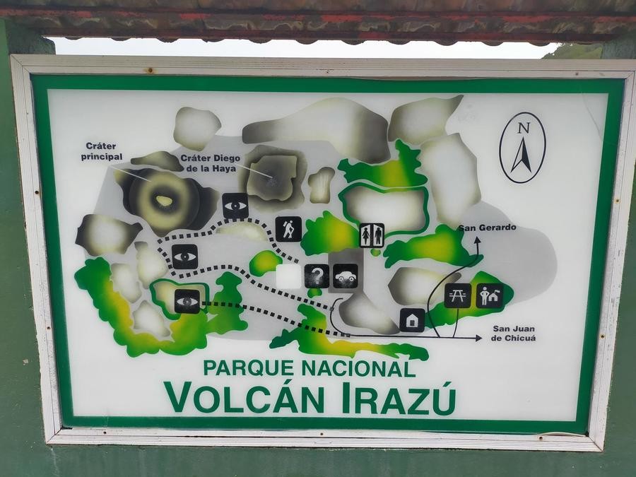 Mapa del Sector Cráteres del Parque Nacional Volcán Irazú