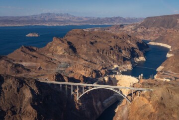 Hoover Dam helicopter tour view of Lake Mead