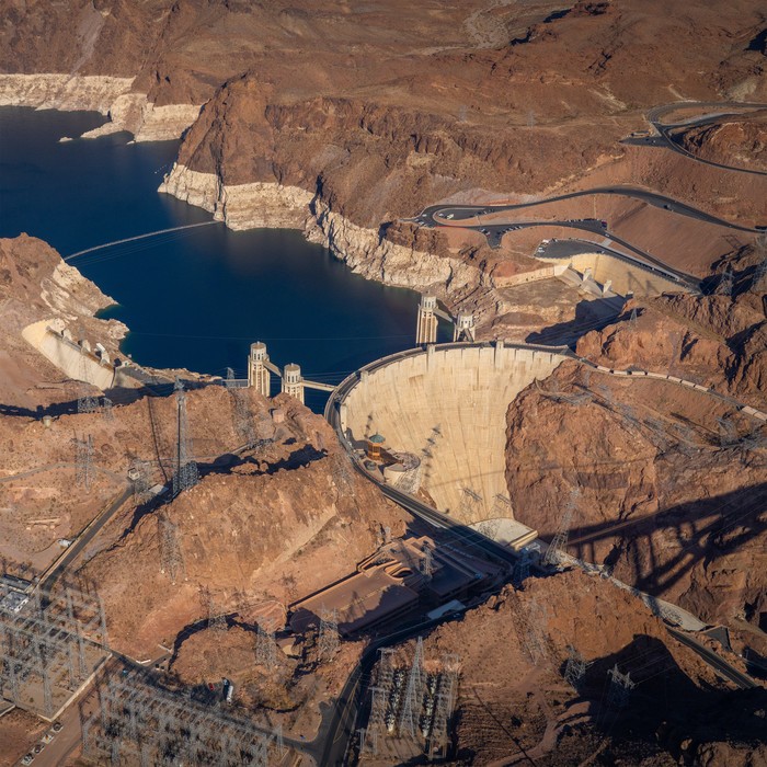 Aerial view of the Hoover Dam, things to do at hoover dam