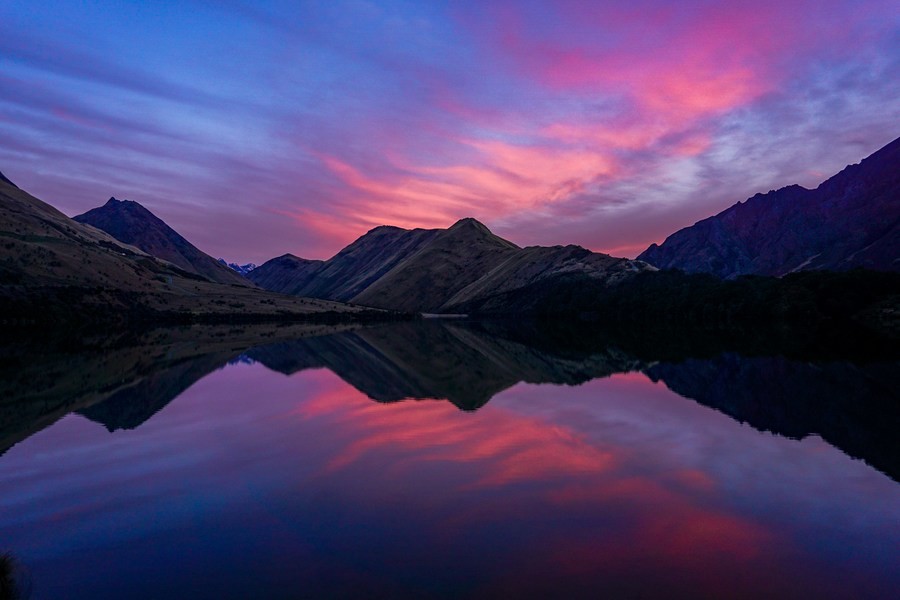 Atardecer colorido en Nueva Zelanda