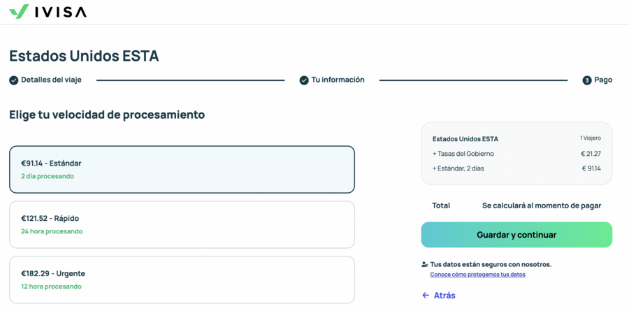 Pago de la solicitud de iVisa