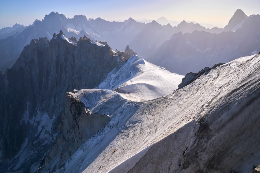 Glaciers and jagged peaks in the French Alps