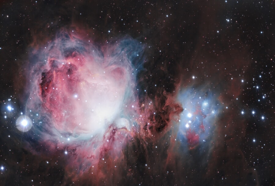 Orion Nebula filled with bright gas and dust-deep space