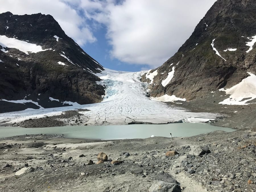 Steindalsbreen, a Tromso glacier hike that's mostly flat throughout where you can see a glacier up close
