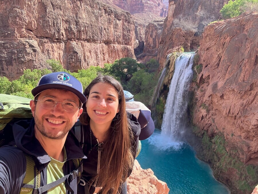 Selfie en las cataratas Havasupai del Gran Cañón