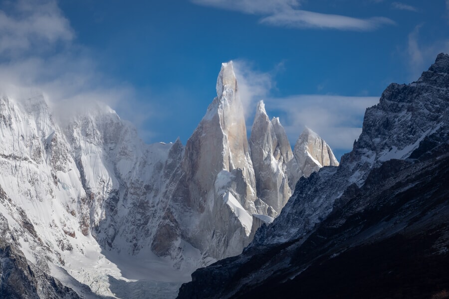 White peaks and blue sky