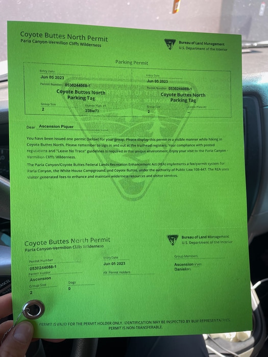 The Wave Permit - Coyote Buttes North