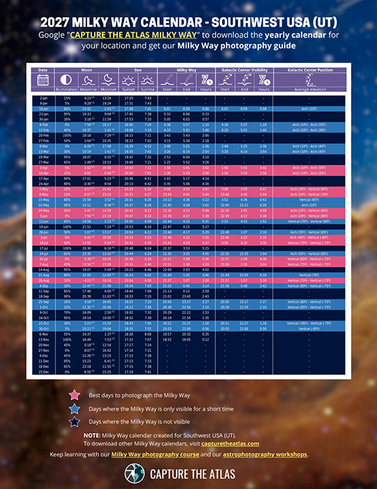 2027 Milky Way Calendars